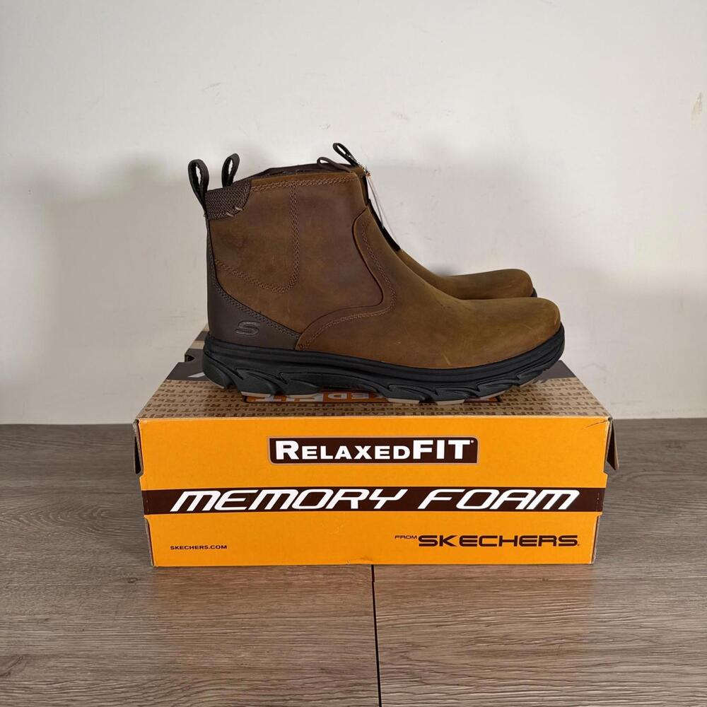 Skechers Men’s Size 10.5 Resment Korver Air Cooled Memory Foam Leather Boots - Picture 8 of 9